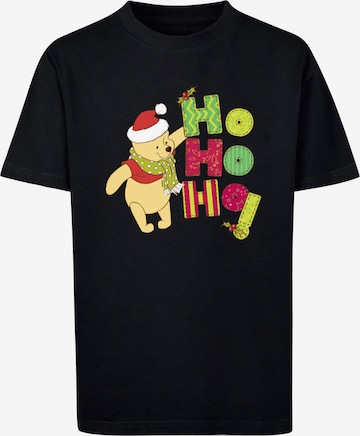 ABSOLUTE CULT Shirt 'Winnie The Pooh - Ho Ho Ho Scarf' in Black: front
