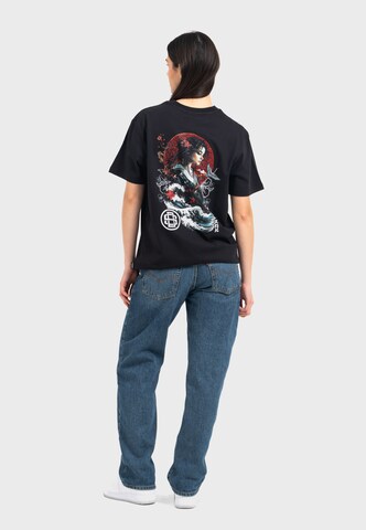 Oldskull Shirt 'Asian Blossom Queen Logo Graphic' in Black