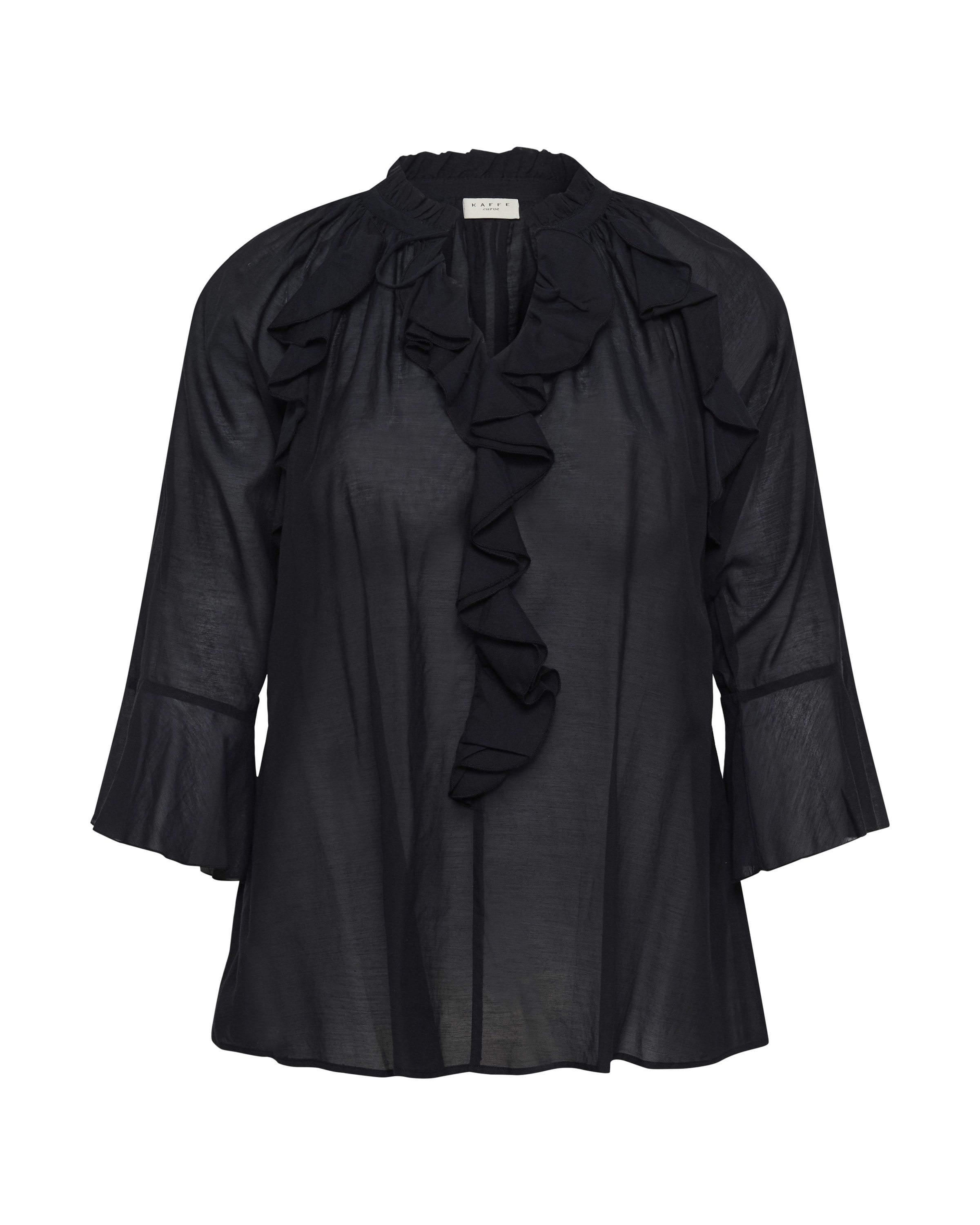 KAFFE CURVE Bluse 'KCflori' in Schwarz: Vorderseite