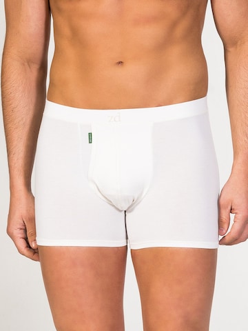 zd ZERO DEFECTS Boxershorts 'Heracles Soya Fly Front Boxer' in Wit: voorkant