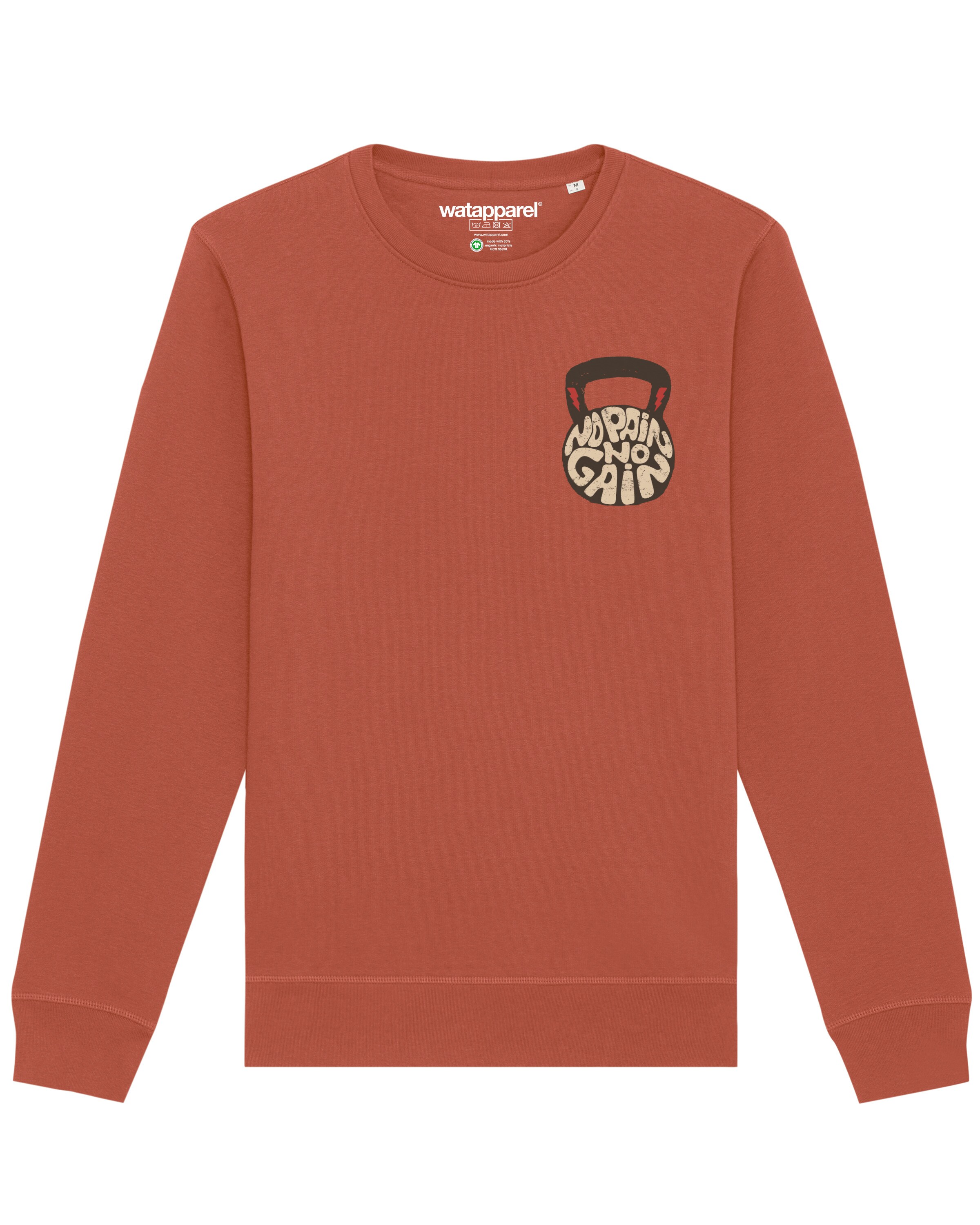 Sweat-shirt 'No Pain, no Gain 01' Watapparel en orange : devant