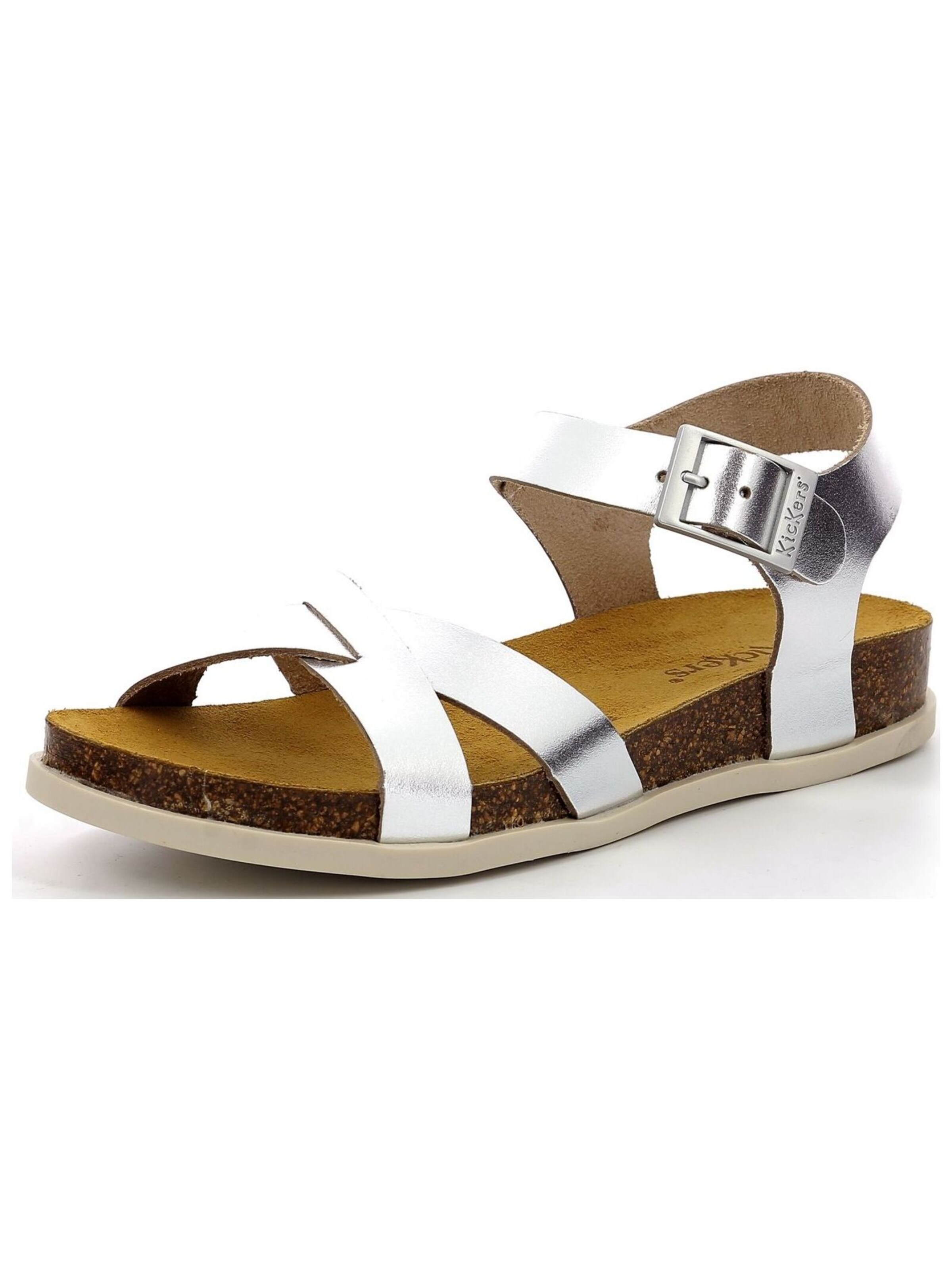 Sandales à lanières Kickers en argent : devant
