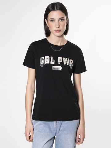 T-shirt 'Girl Power' Influencer en noir : devant