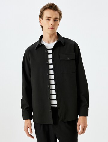 Koton Comfort fit Button Up Shirt in Black: front