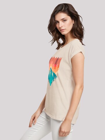 F4NT4STIC Shirt 'Berg Sonnenuntergang Geometrisch' in Beige