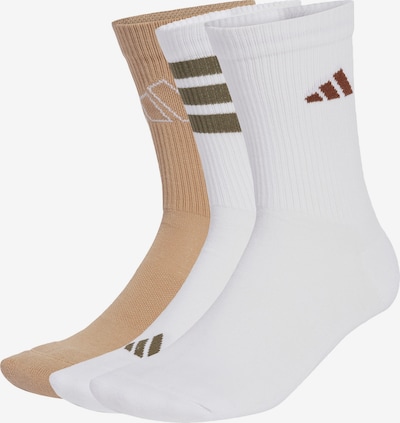 ADIDAS SPORTSWEAR Urheilusukat 'Logo 3 Pairs' värissä beige / cappuccino / tummanvihreä / valkoinen, Tuotenäkymä