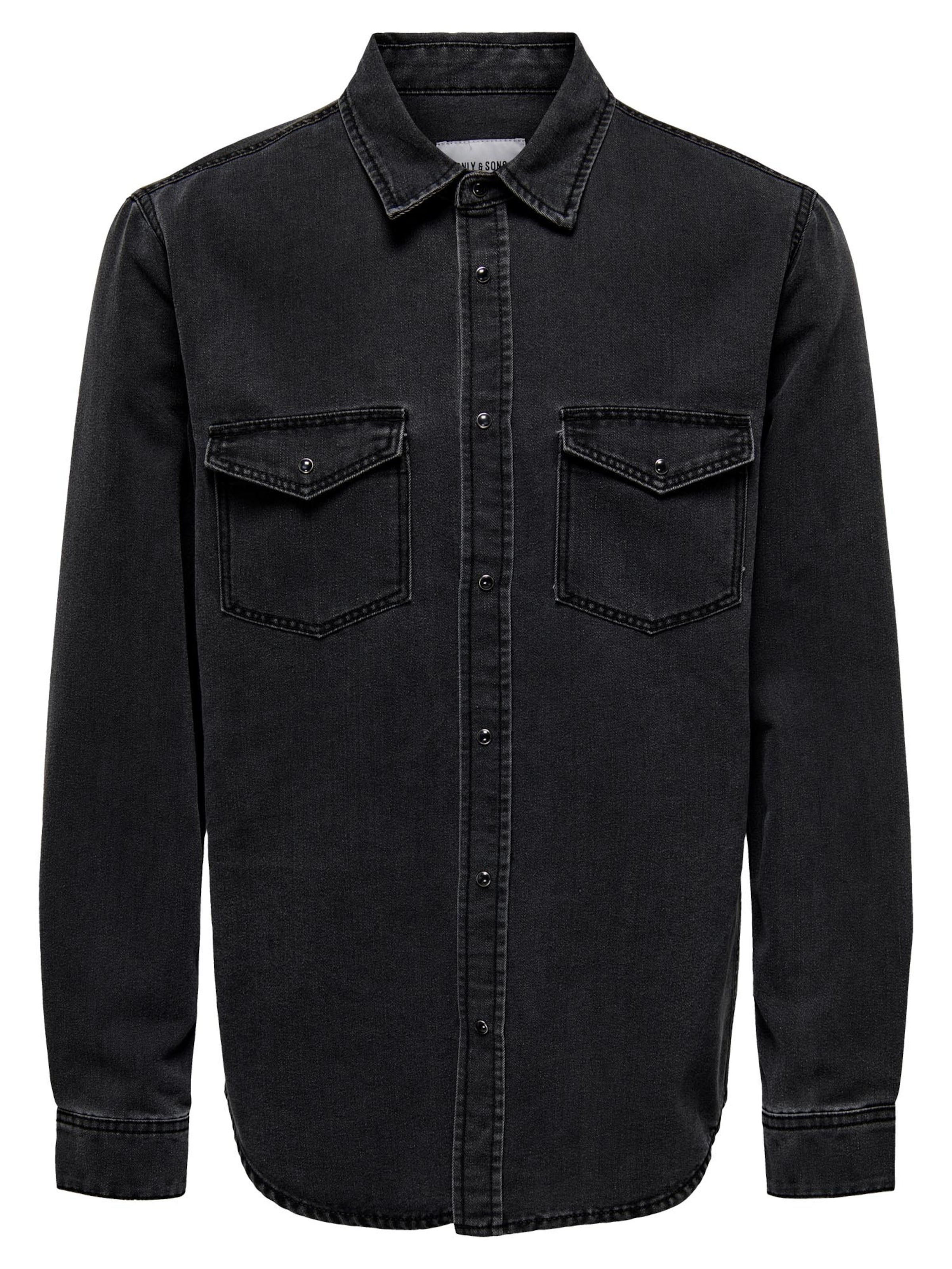 Only & Sons Regular fit Button Up Shirt 'Bane' in Black: front