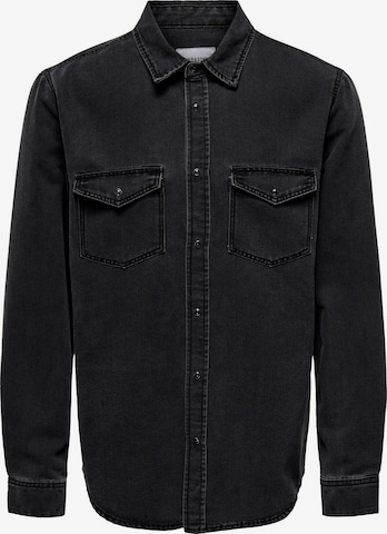 Only & Sons Regular fit Button Up Shirt 'Bane' in Black: front