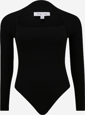 NU-IN Shirt Bodysuit in Black: front