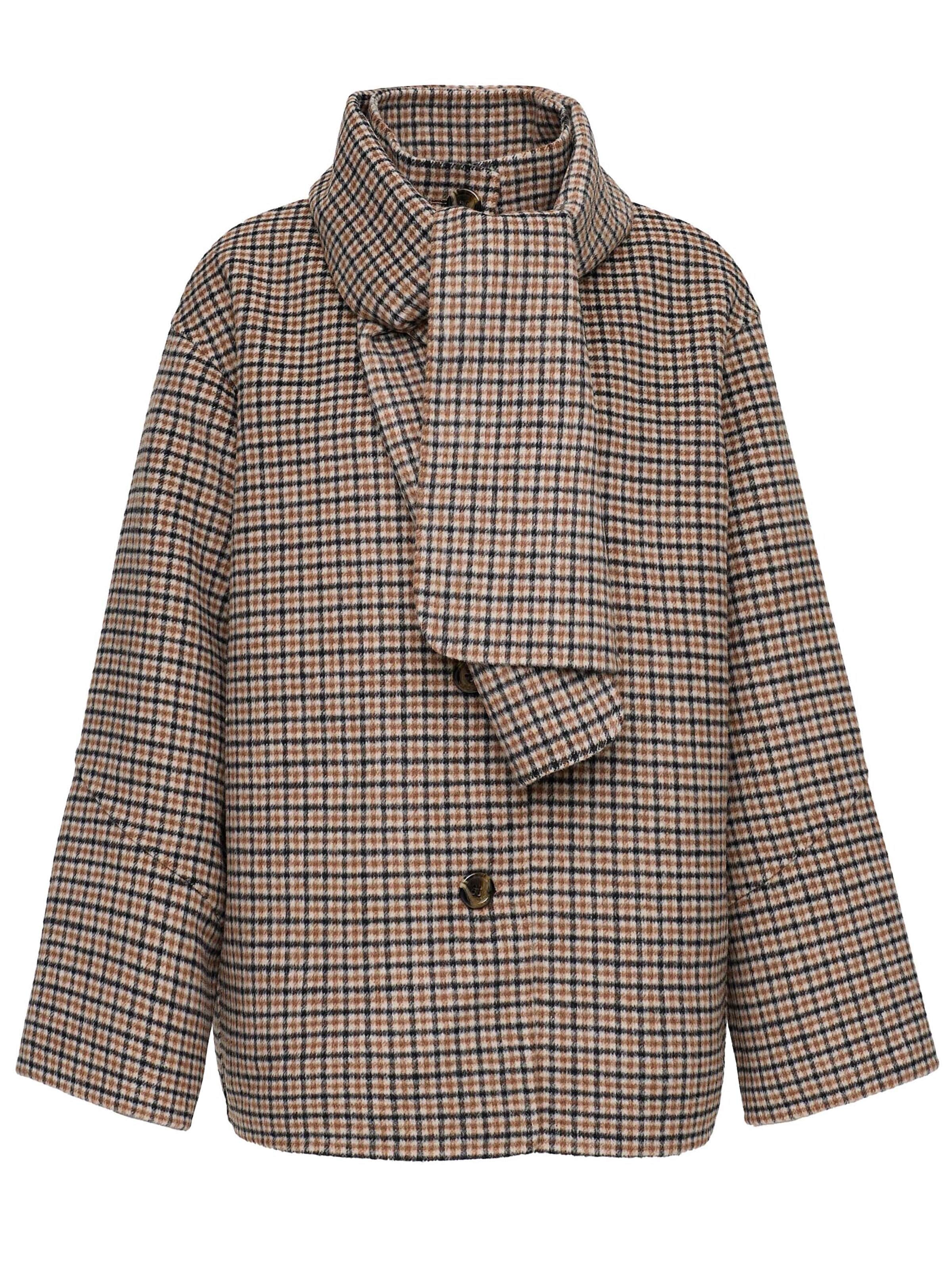MANISA Between-Season Jacket 'Wolljacke' in Brown: front