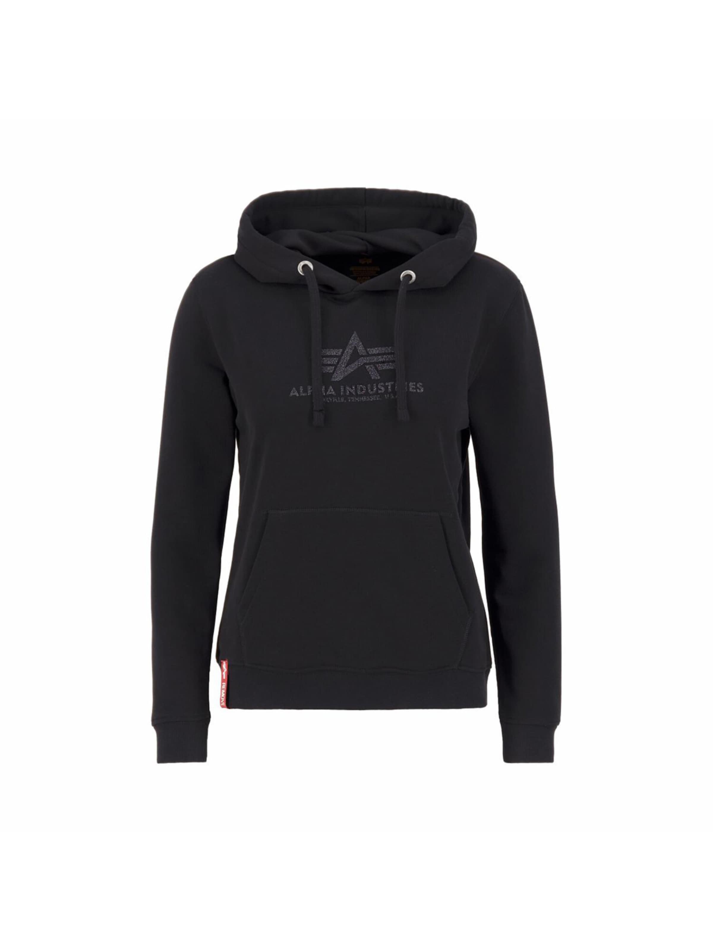 ALPHA INDUSTRIES Sweatshirt 'New Basic Glitter' in Black: front