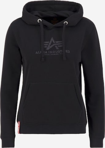 ALPHA INDUSTRIES Sweatshirt 'New Basic Glitter' in Black: front