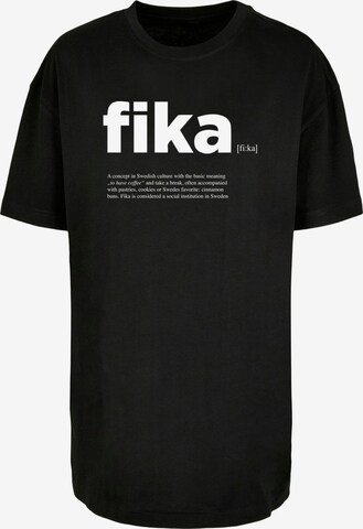 Mister Tee Shirt 'Fika Definition' in Zwart: voorkant