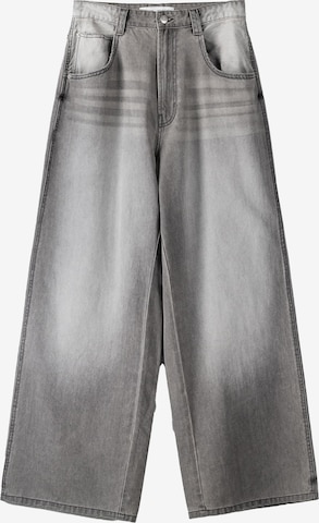Bershka Wide leg Jeans in Grey: front