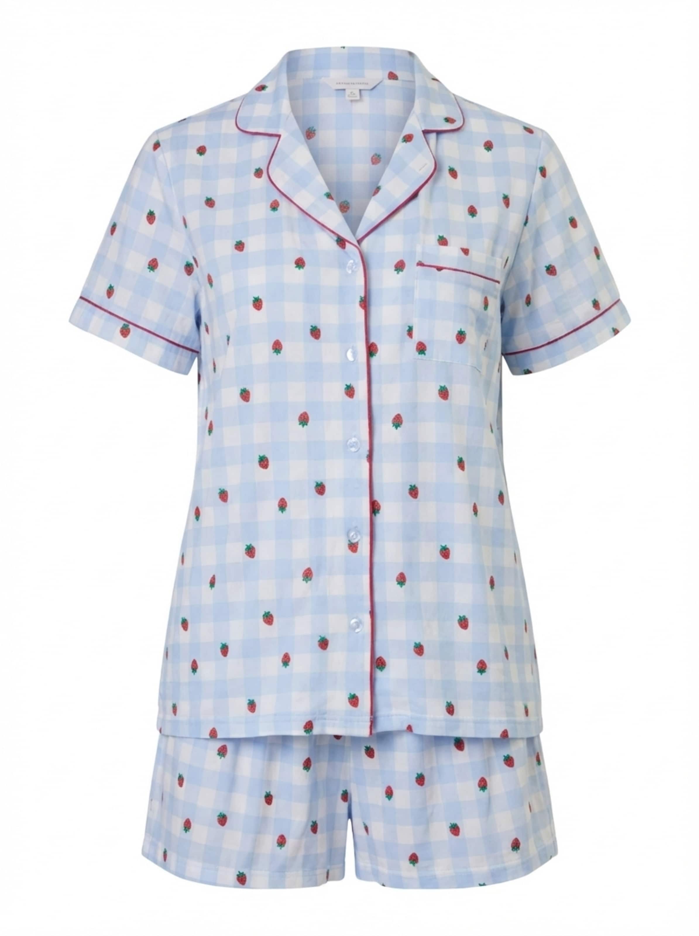 Loungeable Pajama 'Strawberry' in Blue: front
