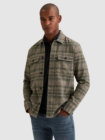 VANGUARD Regular Fit Skjorte 'Overshirt in brushed mouliné with check pattern' i hvid: forside