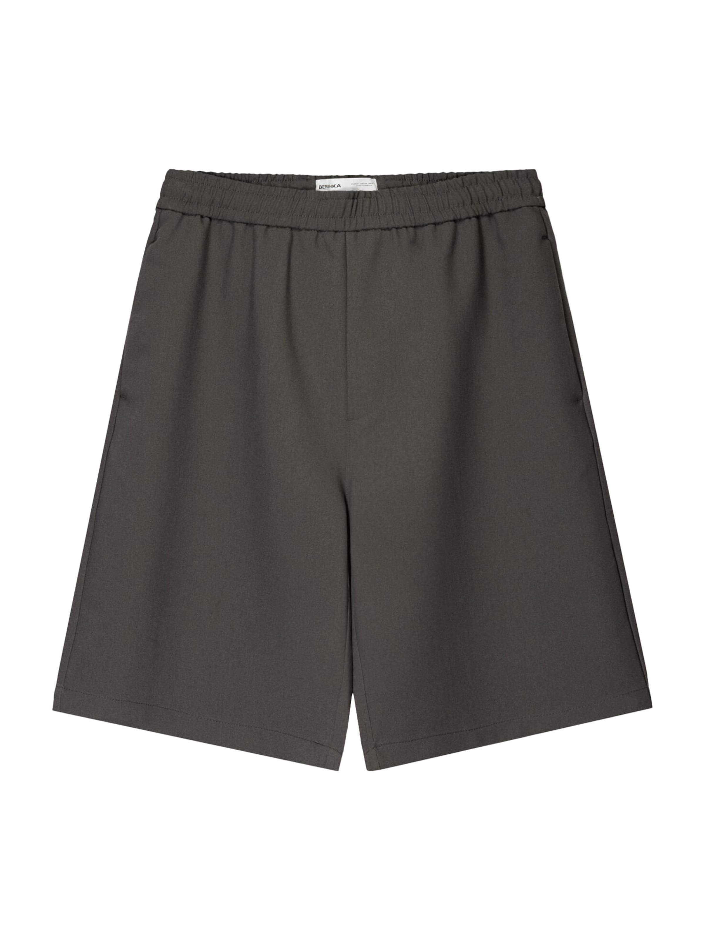 Bershka Loosefit Kalhoty – šedá: přední strana