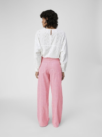 OBJECT Wide leg Jeans 'Moji' in Roze