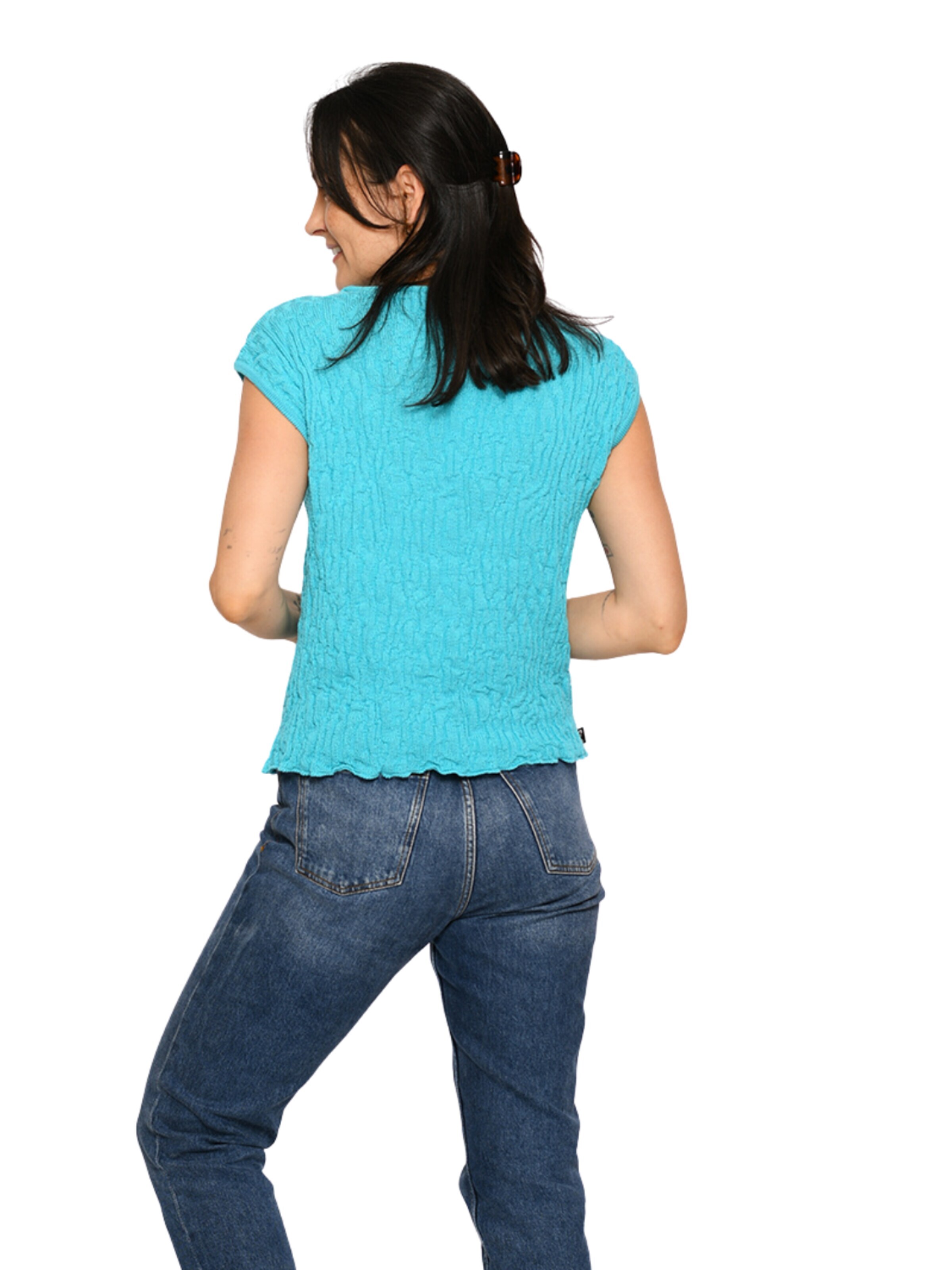 Süel knitwear - Top de punto 'Wrinkled Texture' en azul