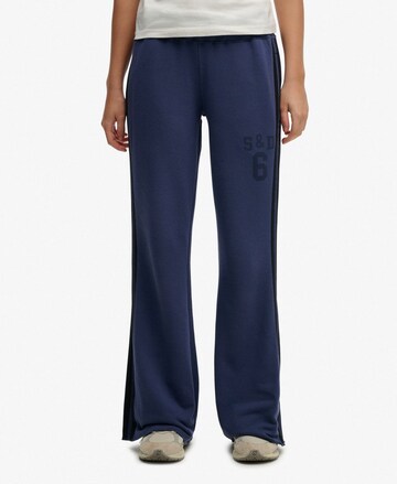 Superdry Flared Pants 'Athletic Essentials' in Blue: front