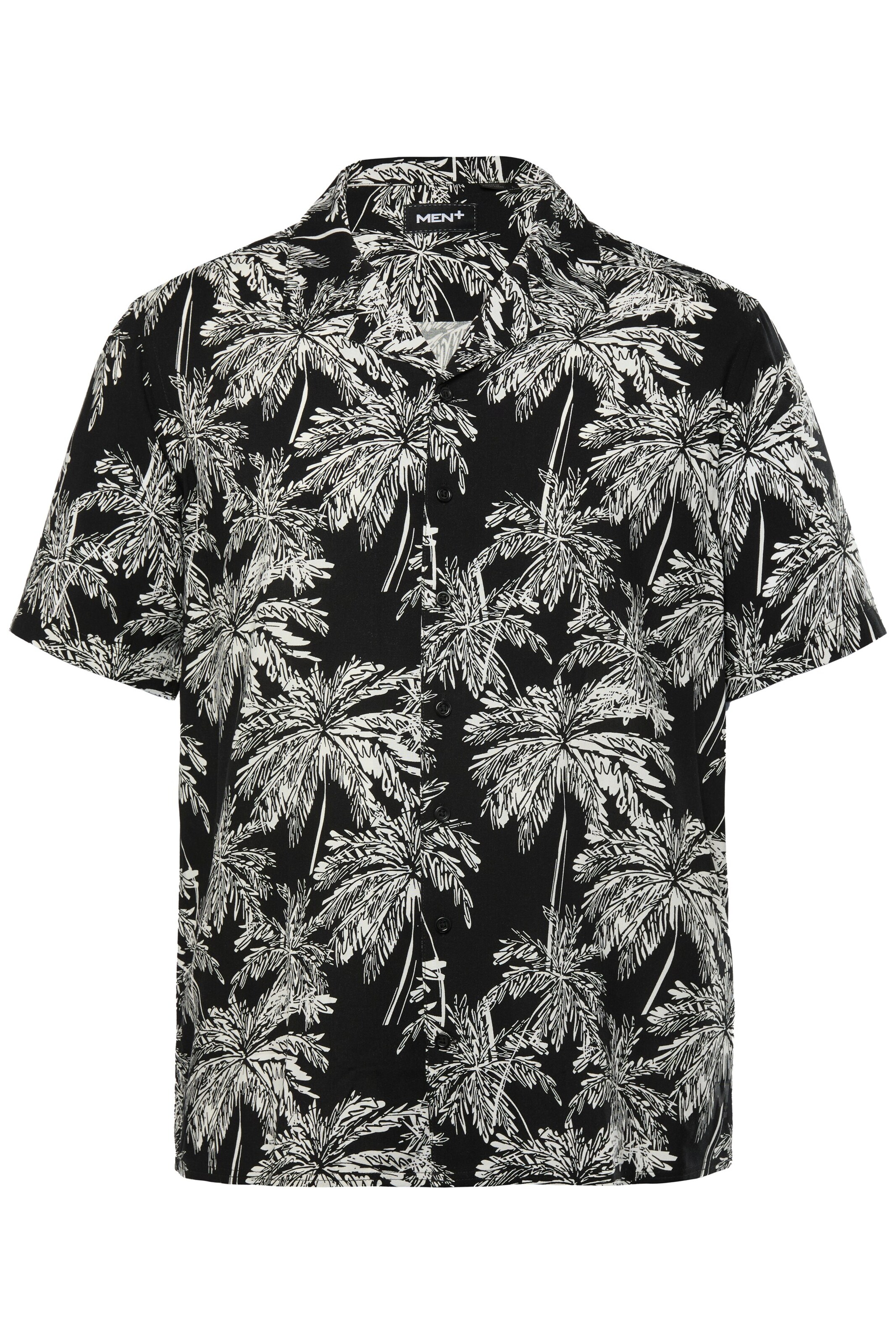 Men Plus Regular fit Button Up Shirt in Black: front