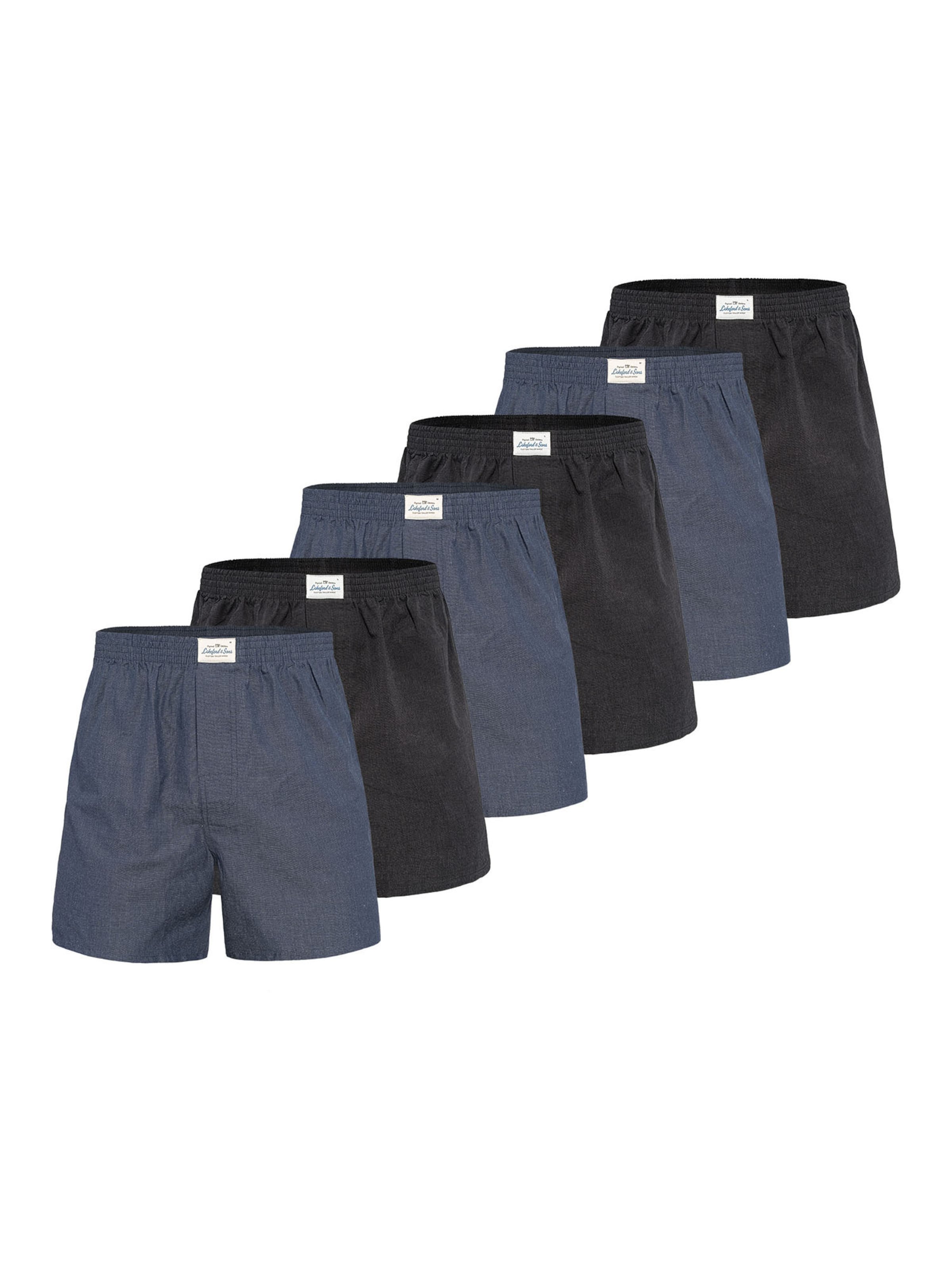 Lakeford & Sons Boxer ' American Boxershorts Herren 6-Pack in klassischen Designs ' in Blau: Vorderseite