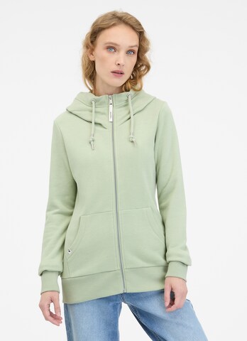 Ragwear Zip-Up Hoodie in Green: front