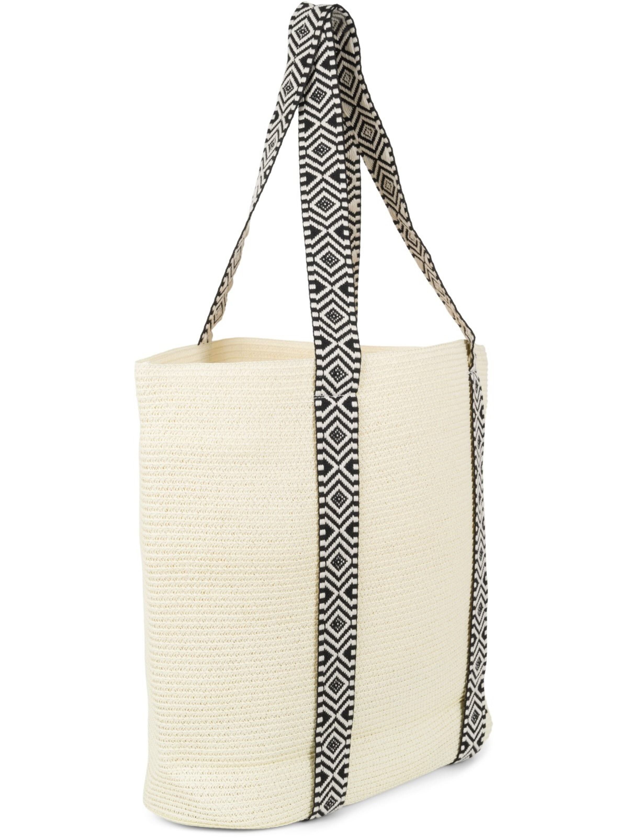 styleBREAKER Strandtasche 'Papierstroh Strandtasche Azteken Muster'‌‌‌‌‌ in Beige