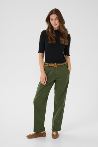 Cream Regular Trousers 'Lorraine' in Green