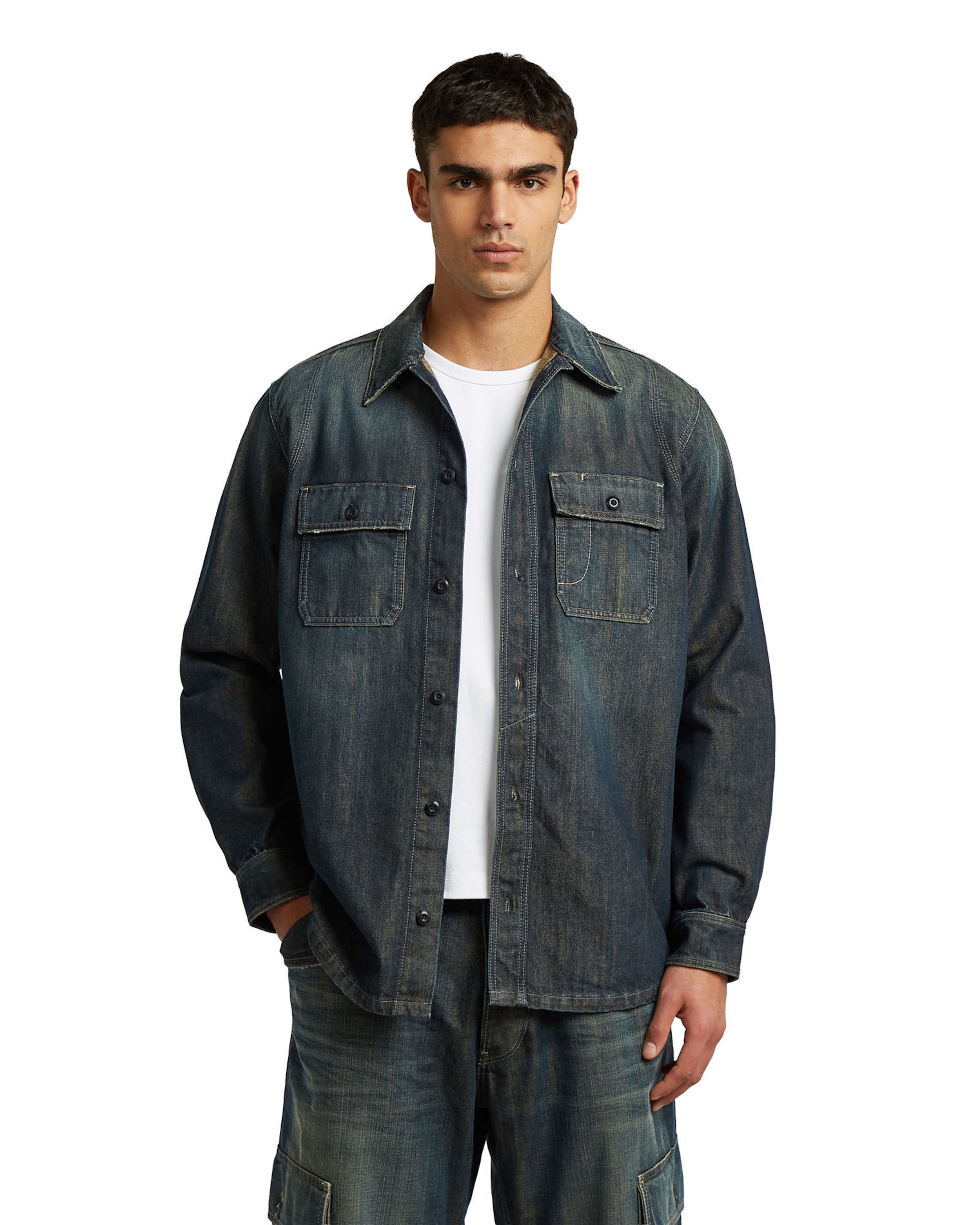 G-STAR Regular fit Zakelijk overhemd ' ' in Blauw: voorkant