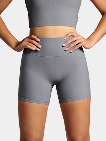 nordicdots Slimfit Leggings 'Rib' in Grijs: voorkant