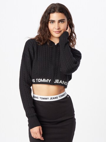 Tommy Jeans Pletena jopa | črna barva: sprednja stran
