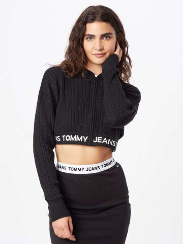 Tommy Jeans Knit Cardigan in Black: front