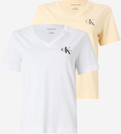 Calvin Klein Jeans Paita 'Monologo T' koossa XXS värissä pastellinkeltainen / musta / valkoinen, Tuotenäkymä