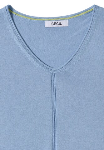 CECIL Basic Pullover mit V-Neck in Unifarbe in Blau