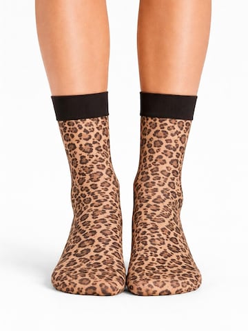 Lycille Feinstrümpfe 'Transparente Damen Socken mit Leo-Muster – Fashion Söckchen'‌‌‌‌ in Braun: Vorderseite