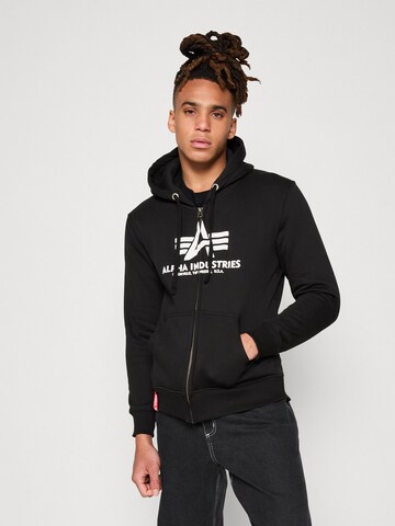 ALPHA INDUSTRIES Ζακέτα φούτερ σε μαύρο: μπροστά