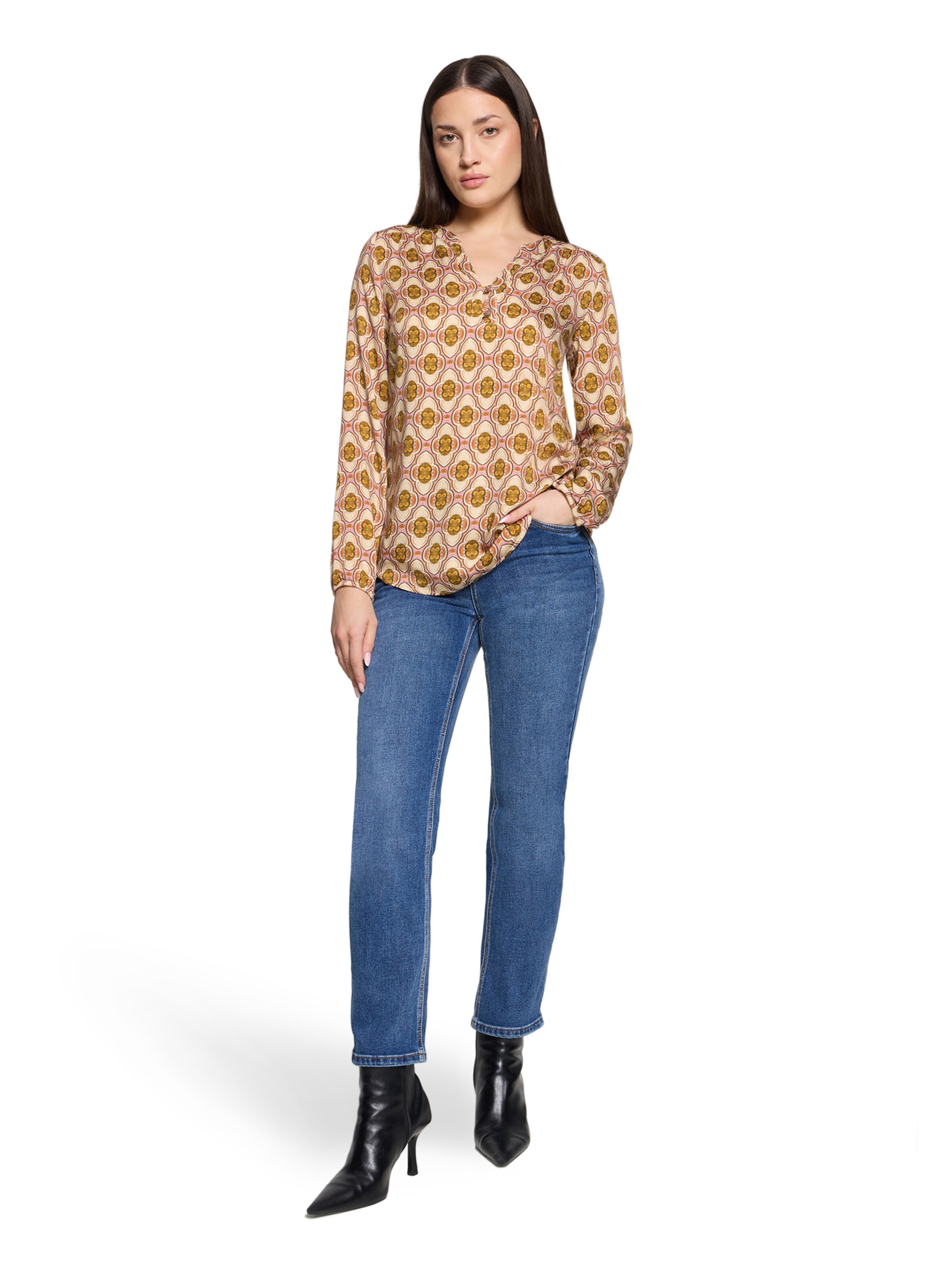 Cartoon Casual-Bluse mit Knöpfen in Braun