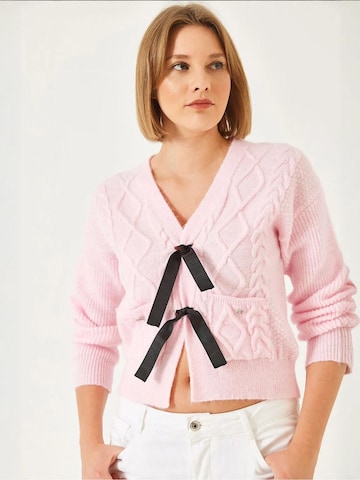 Cardigan Bianco Lucci en rose