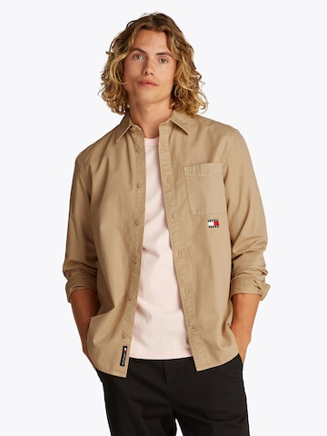 Tommy Jeans Regular Fit Hemd in Beige: Vorderseite