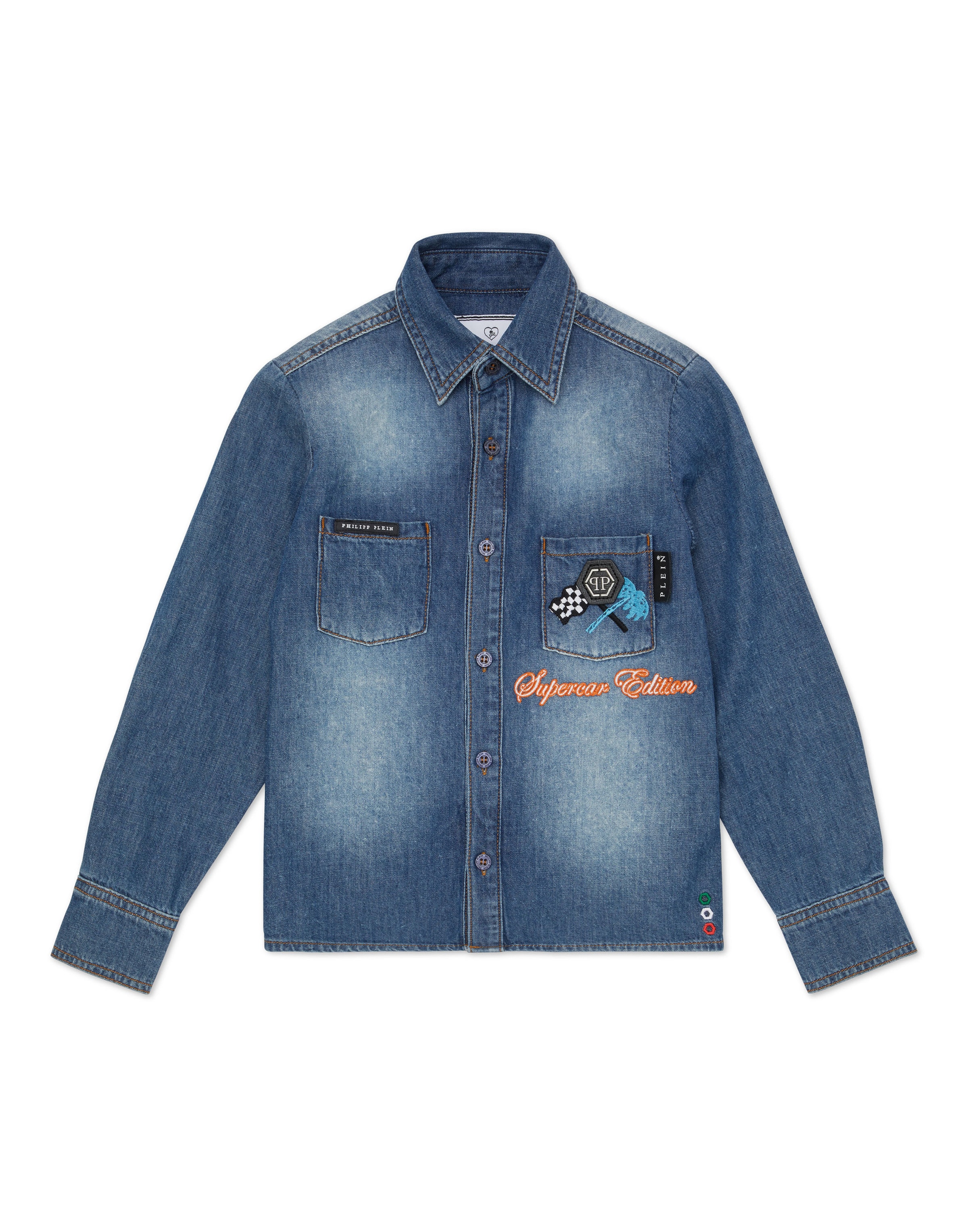 Philipp Plein Tussenjas 'Racing' in Blauw: voorkant