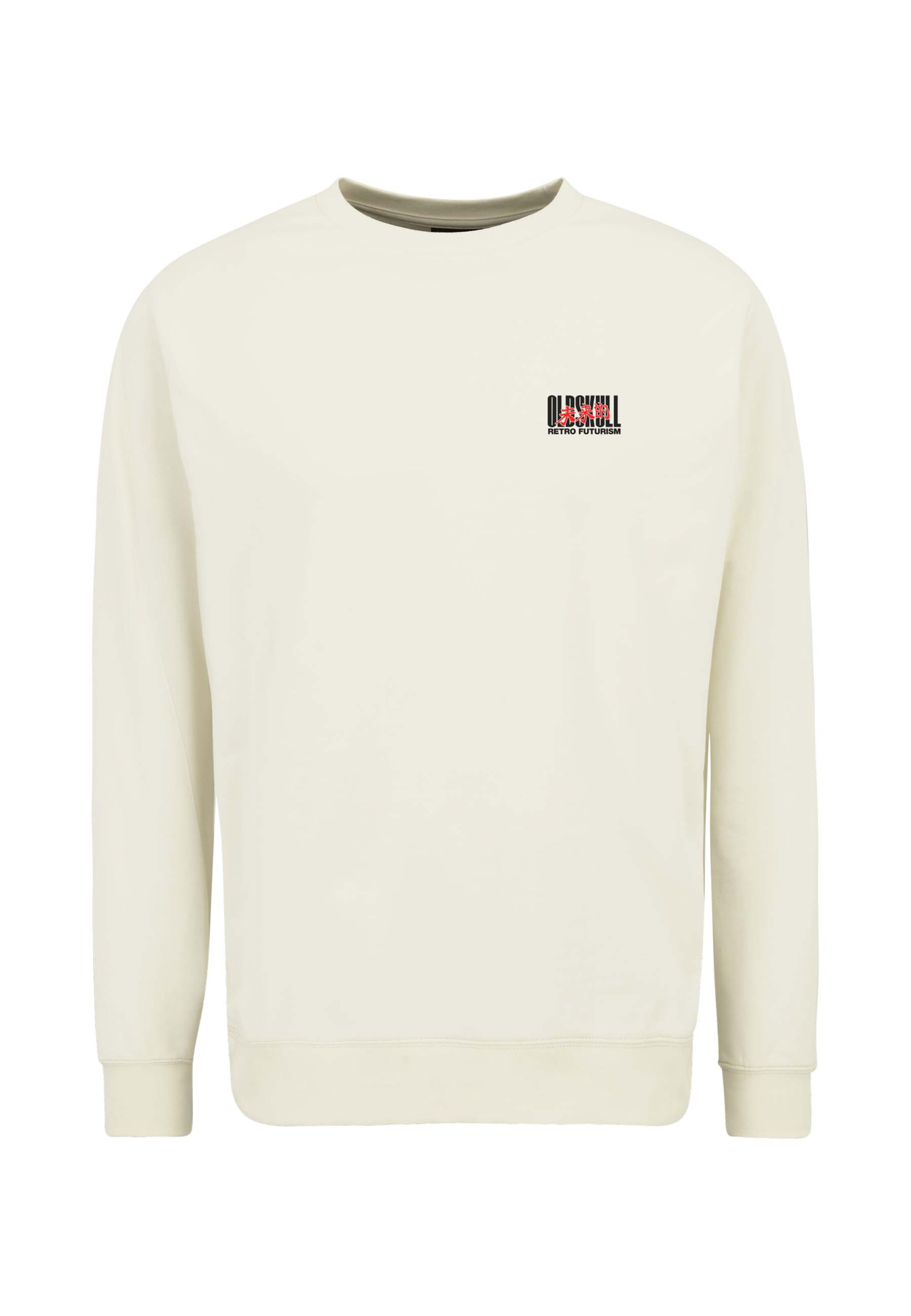 Oldskull Sweatshirt 'Asian Futurism Rider' in Weiß: Vorderseite