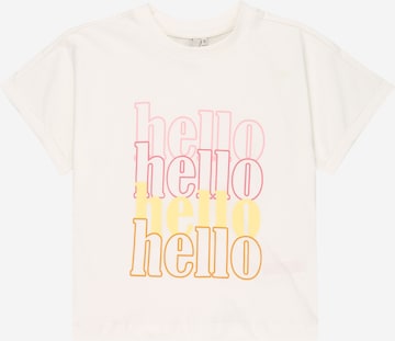 Little Pieces Shirt 'HELLO' in White: front