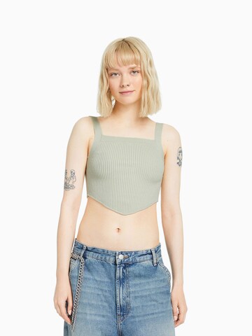 Bershka Gebreide top in Groen: voorkant