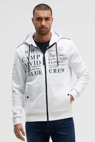 CAMP DAVID - Sudadera con cremallera en blanco: frente
