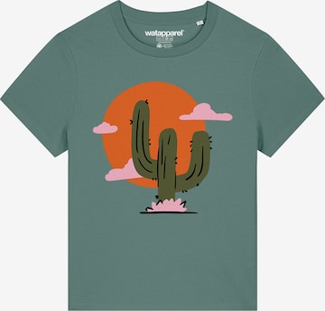 T-shirt 'Kaktus Im Sonnenuntergang' Watapparel en vert : devant