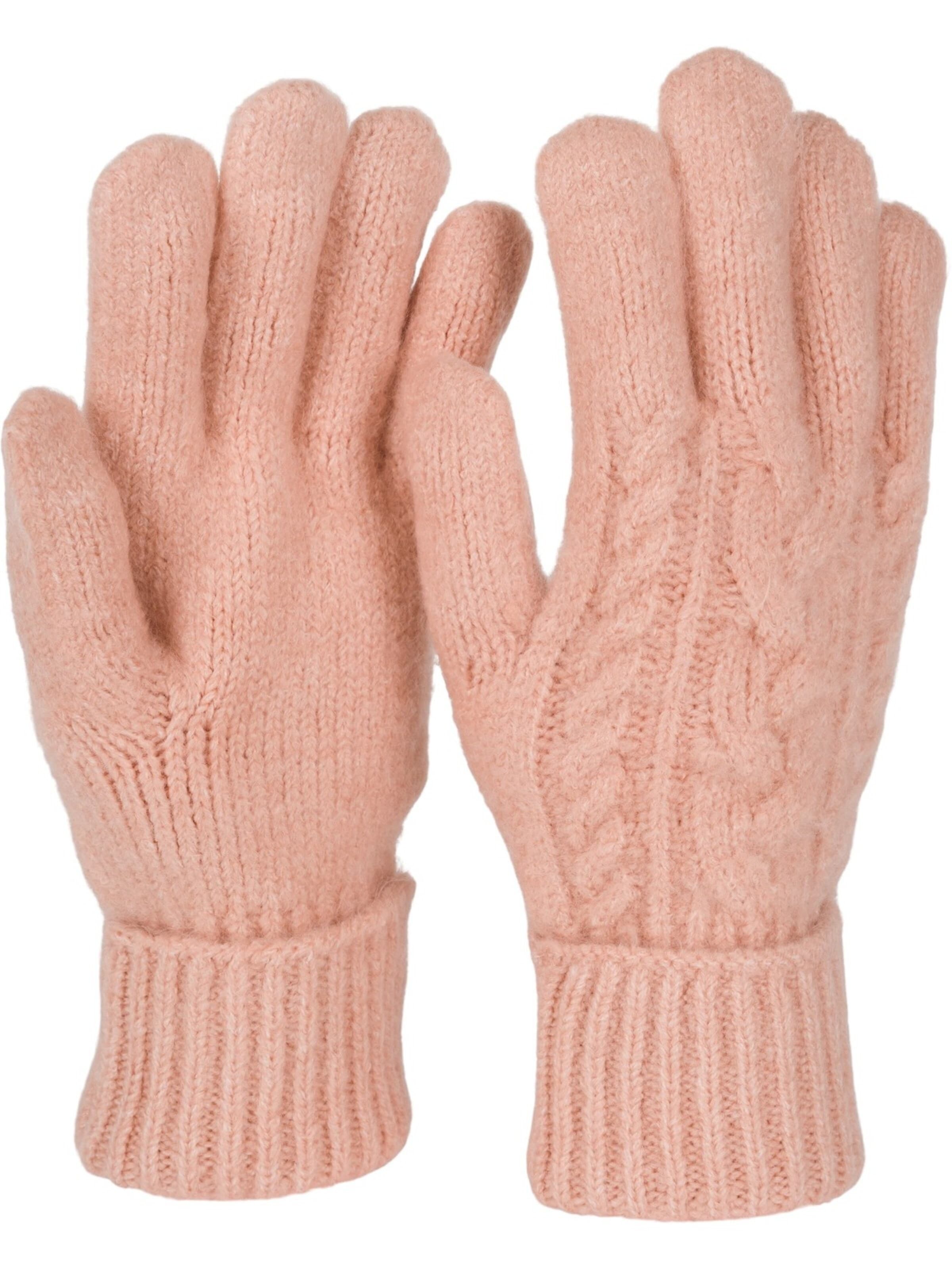 styleBREAKER Fingerhandschuhe 'Strickhandschuhe Zopfmuster'‌ in Pink: Vorderseite
