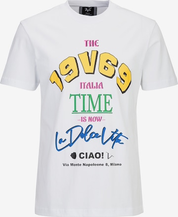 19V69 ITALIA Shirt 'Rafael Ciao' in Wit: voorkant