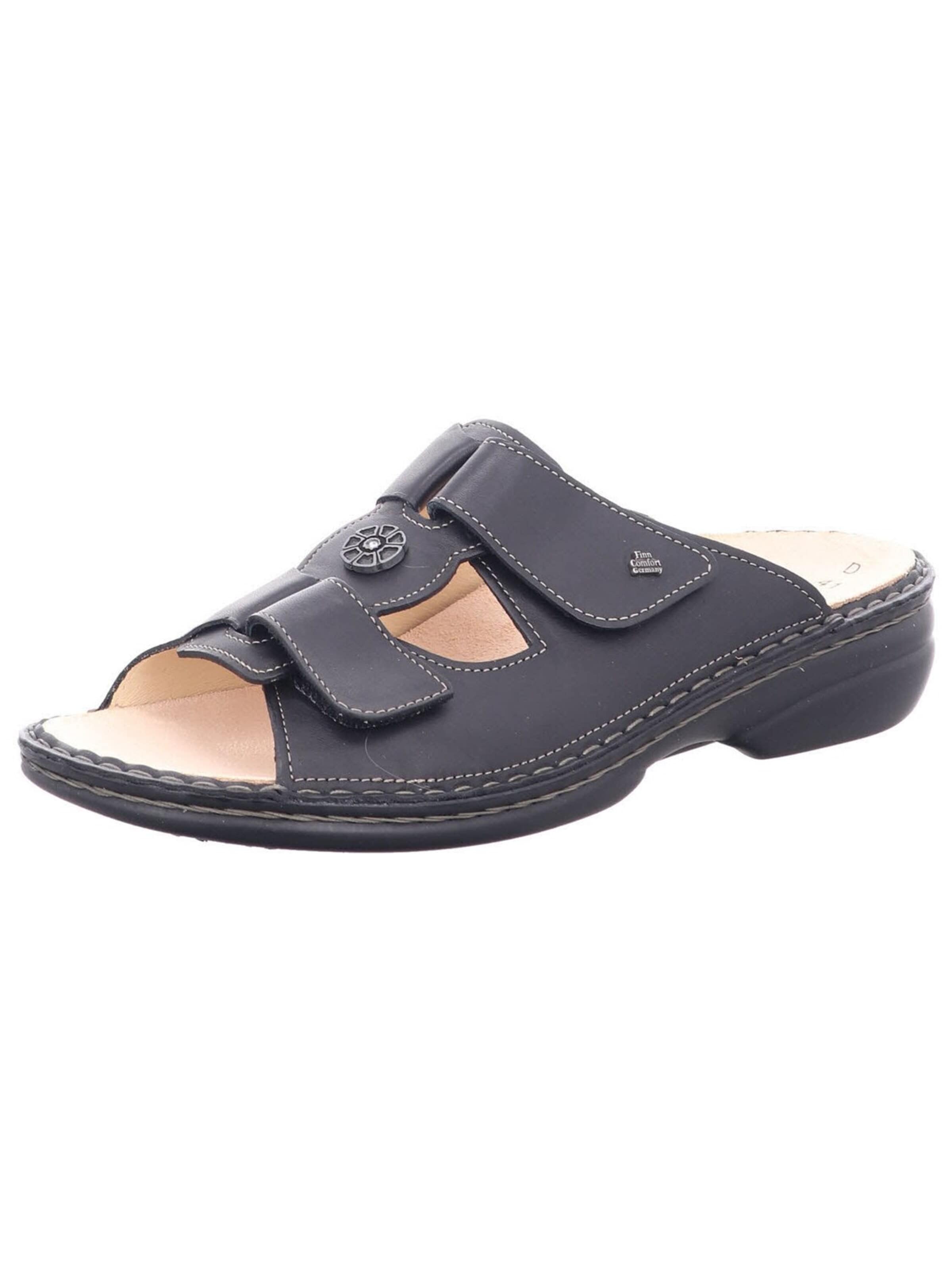 Finn Comfort Pantolette 'Pantolette Damen 02558 014099 Echtleder in schwarz'‌‌ in Schwarz: Vorderseite