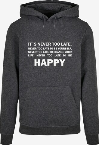 Merchcode Sweatshirt 'Never Too Late' in Grey: front